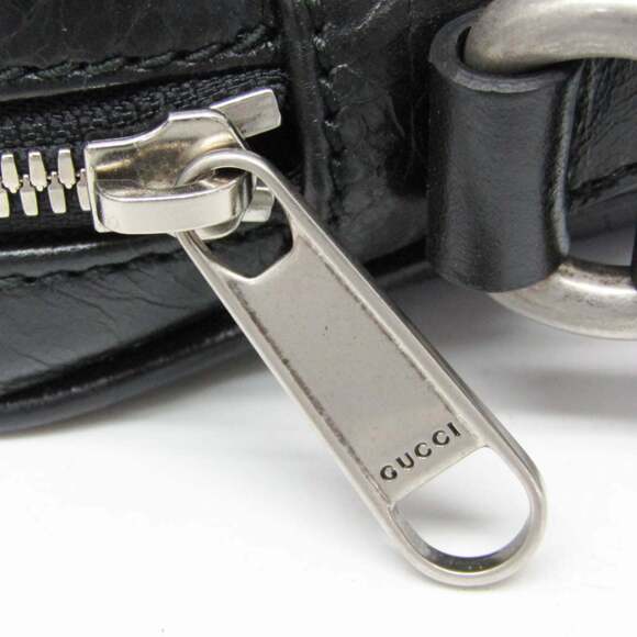 GUCCI Black Leather Messenger Shoulder Bag